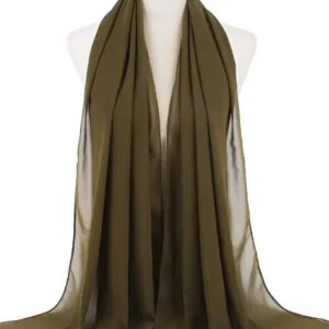 Hijab en mousseline marron olive