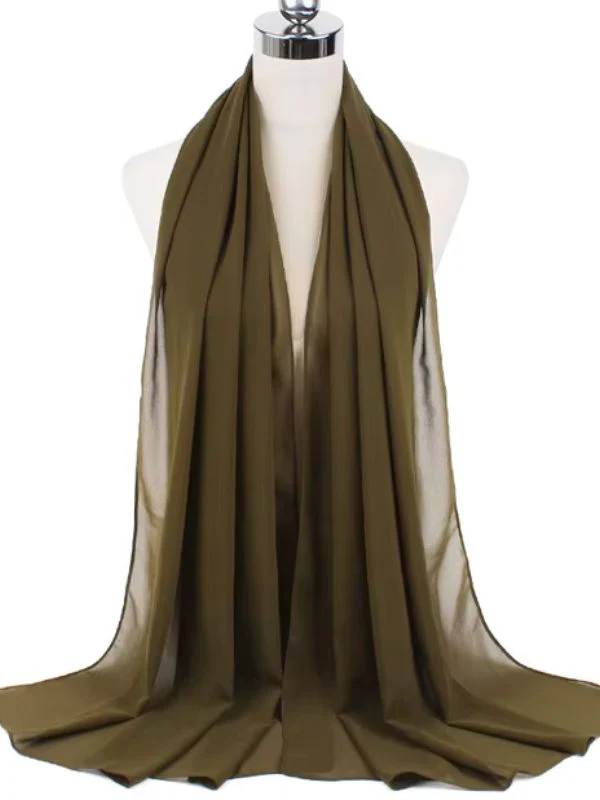 Hijab en mousseline marron olive – Image 2