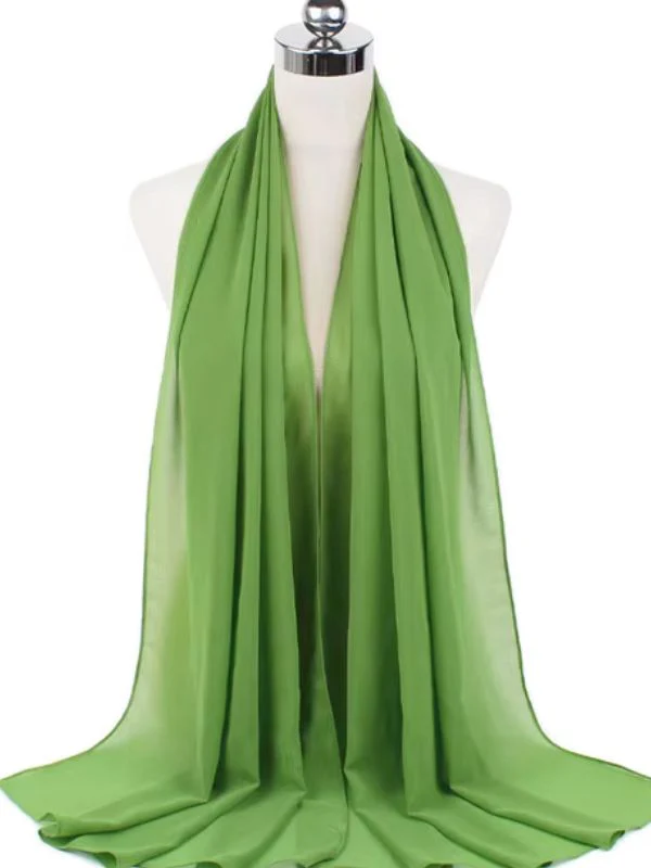 Hijab en mousseline vert olive – Image 2