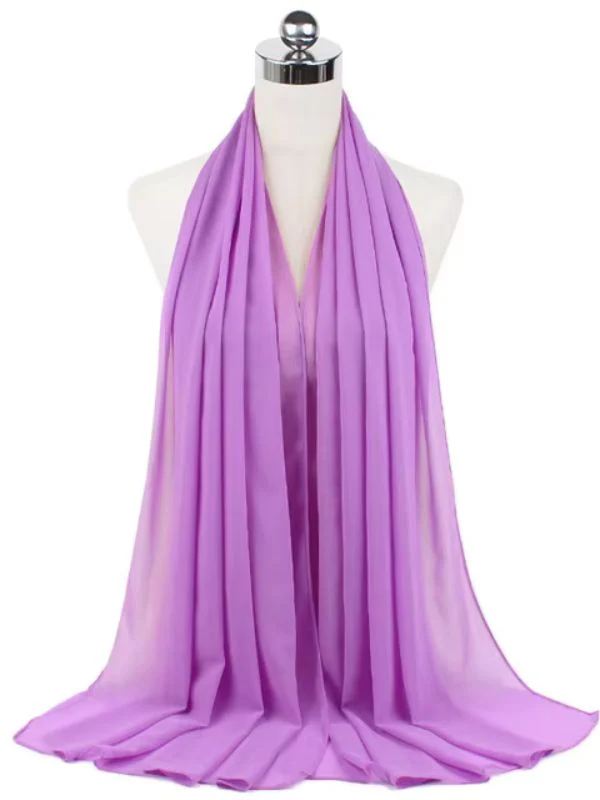 Hijab en mousseline violet clair – Image 2