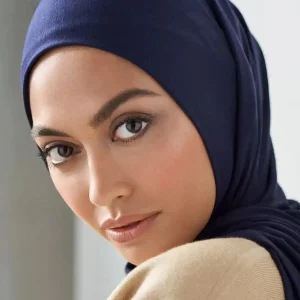 Hijab jersey en coton bleu marine