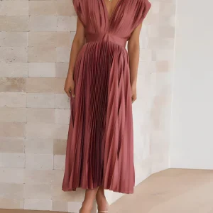 ELENA - ROBE MIDI PLISSÉE SANS MANCHE