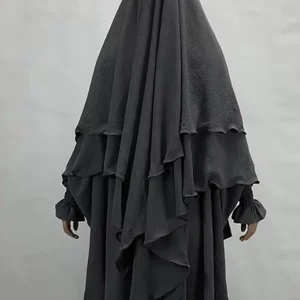 Khimar 3 voiles gris perle