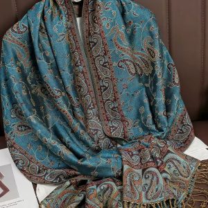 Pashmina bleu océan