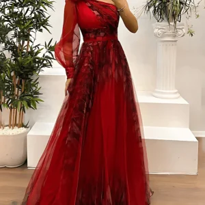 Robe à Épaules Dénudées Rouge