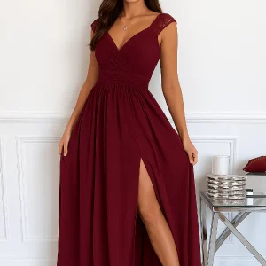 Robe de Demoiselle D'Honneur Bordeaux Pas Cher