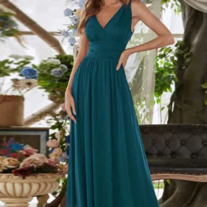 Robe Demoiselle D'Honneur Bleu Paon