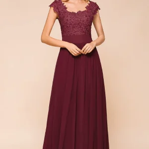 Robe Demoiselle D'Honneur Bordeaux Dentelle