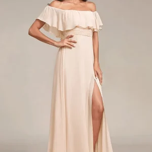 Robe Demoiselle D'Honneur Col Bardot