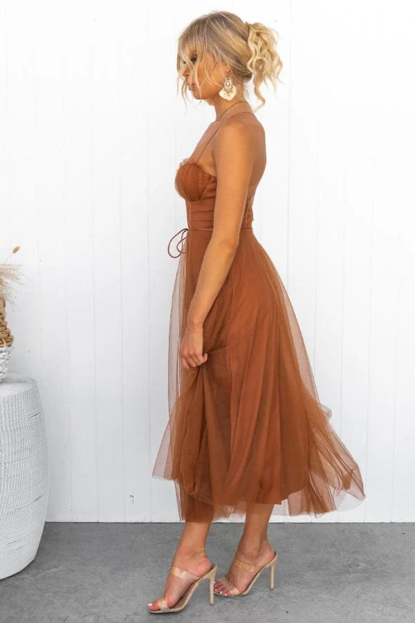 Robe Demoiselle D'Honneur Marron Clair – Image 3