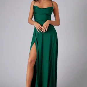 Robe en Satin Vert Sapin