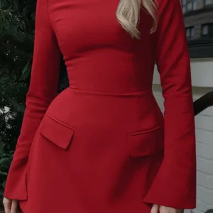 Robe Manches Longues Rouge