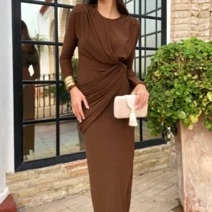 Robe Marron Manche Longue