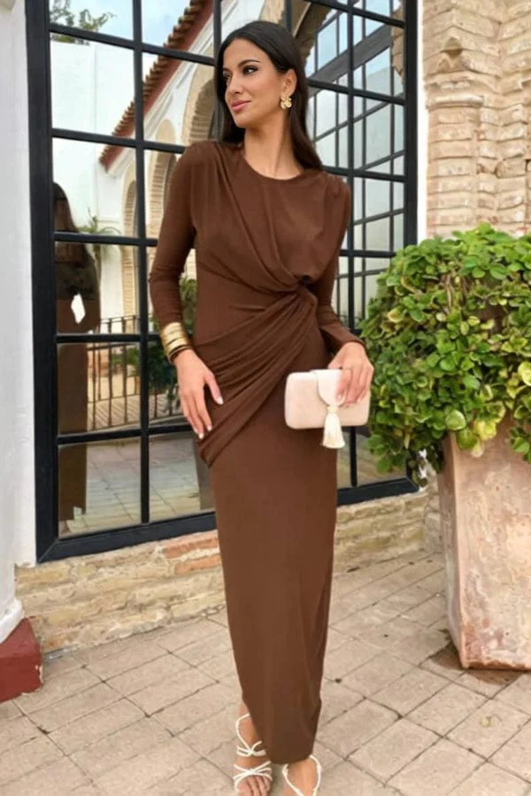 Robe Marron Manche Longue