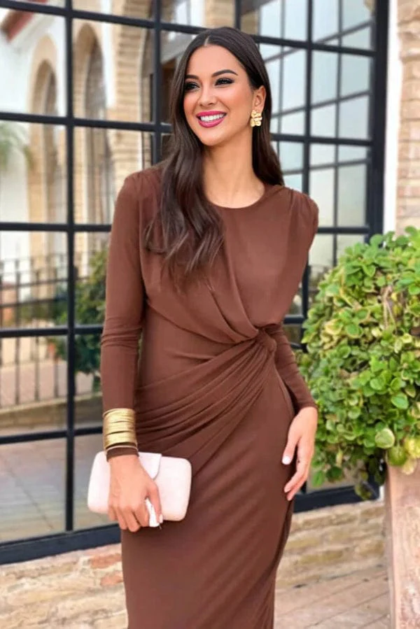 Robe Marron Manche Longue – Image 5