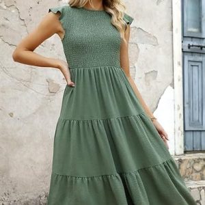 Robe Mi Longue Vert Sauge