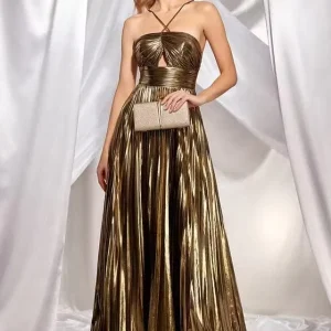 Robe Plissée Dorée