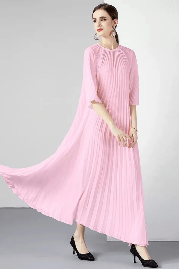 Robe Plissée Rose Pâle – Image 3