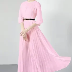 Robe Plissée Rose Pâle