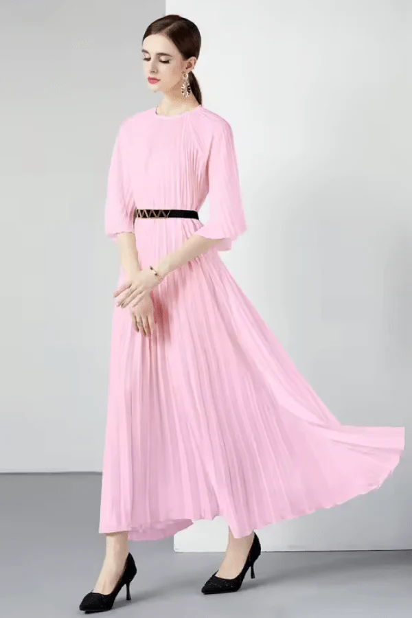 Robe Plissée Rose Pâle – Image 2