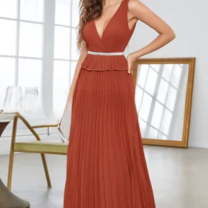 Robe Plissée Terracotta