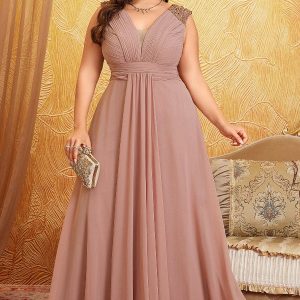 Robe Rose Poudré Grande Taille