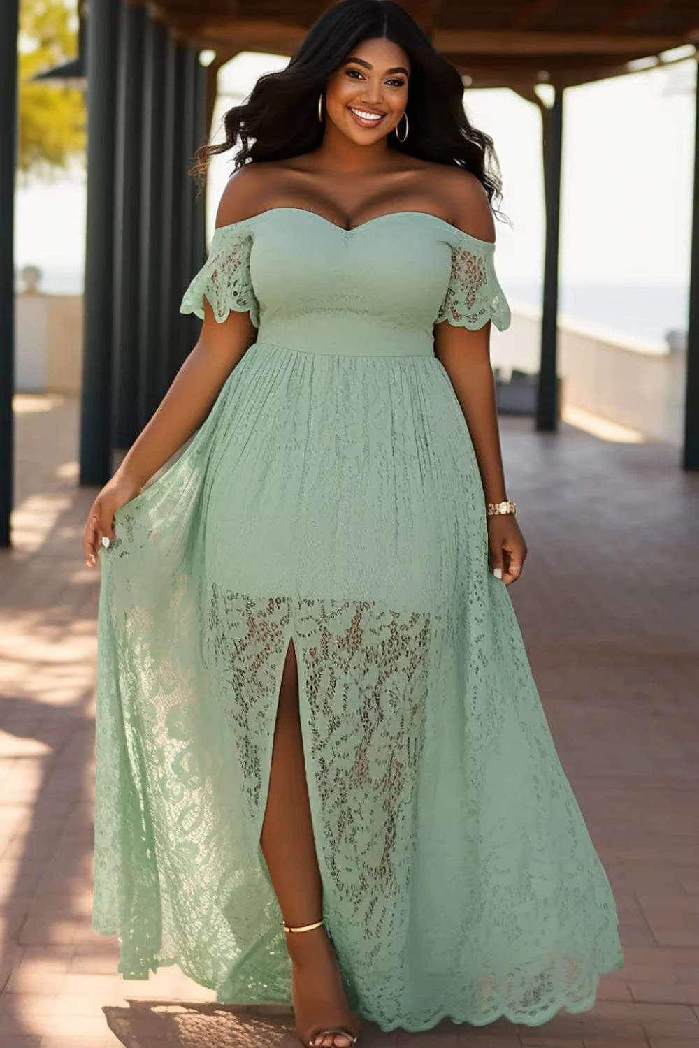 Robe Vert D'Eau Grande Taille – Image 2