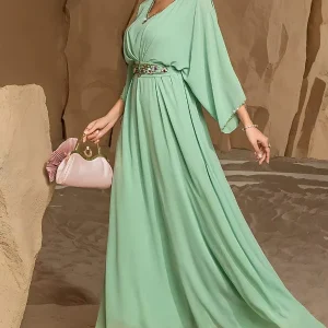 Robe Vert D'Eau Manche Longue